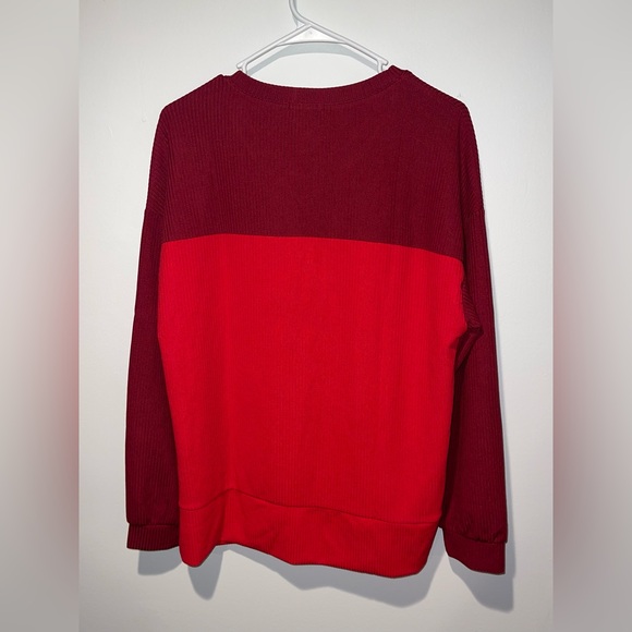 NWT Ofeefan Ribbed Knit Lightweight Sweater Long Sleeve Red Women’s Size Medium - Picture 2 of 5